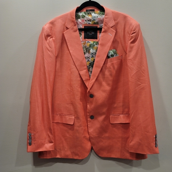 Bespoke Tazzio Europa Slim Fit Vivid Tropical Lining Salmon Blazer - 2XL - Picture 2 of 11
